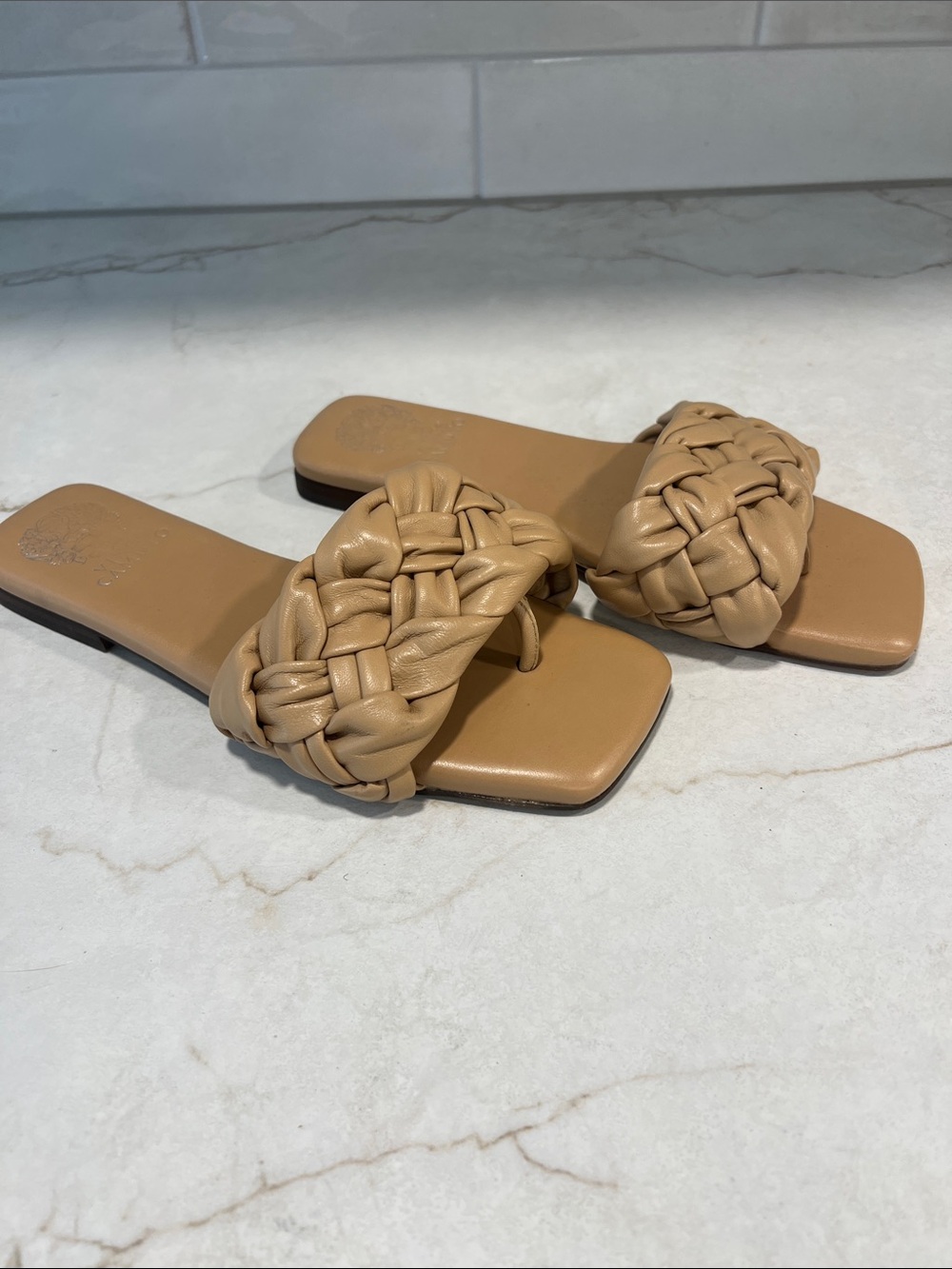 Vince Camuto Woven Slide Sandals - Tan